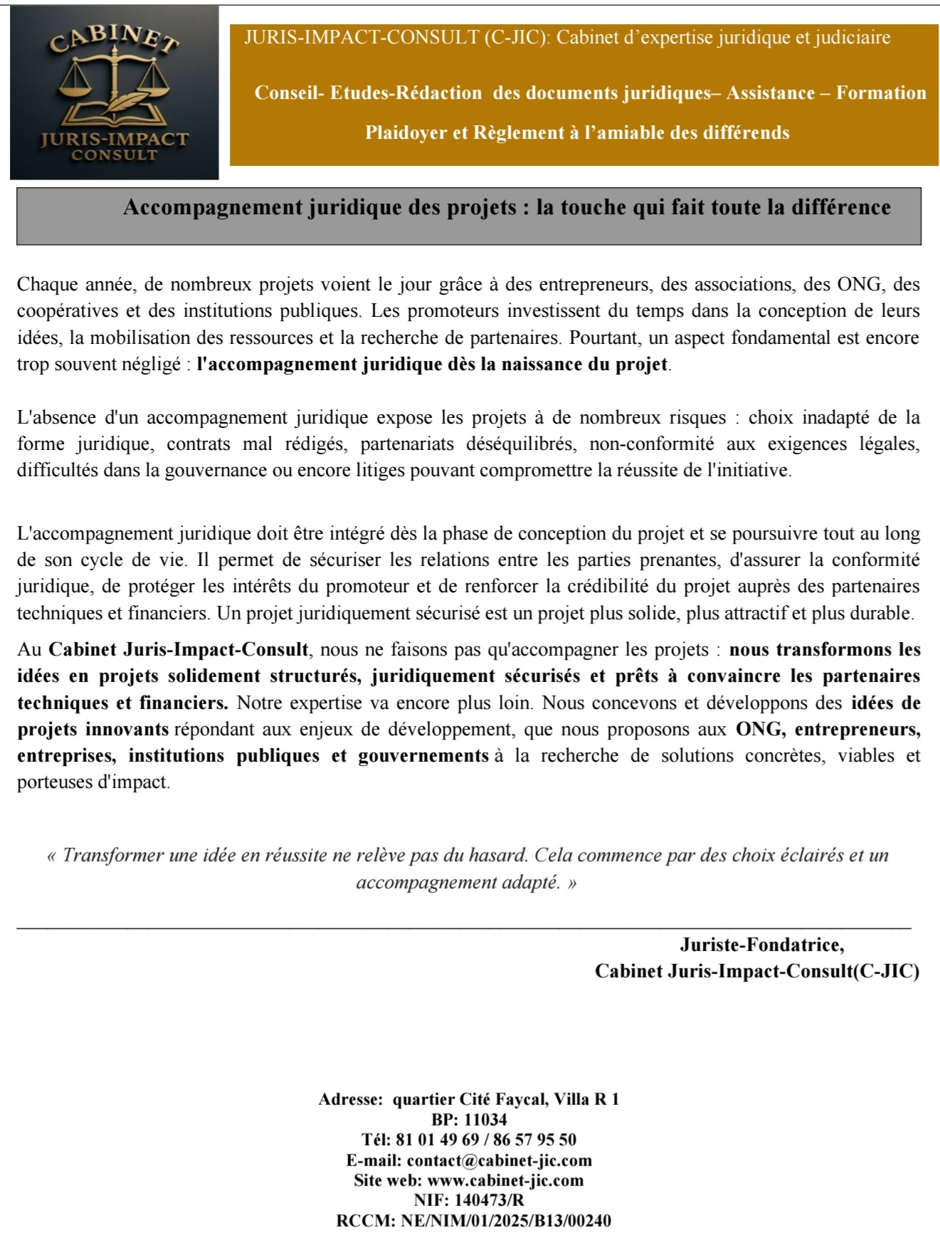 Accompagement juridique des projets